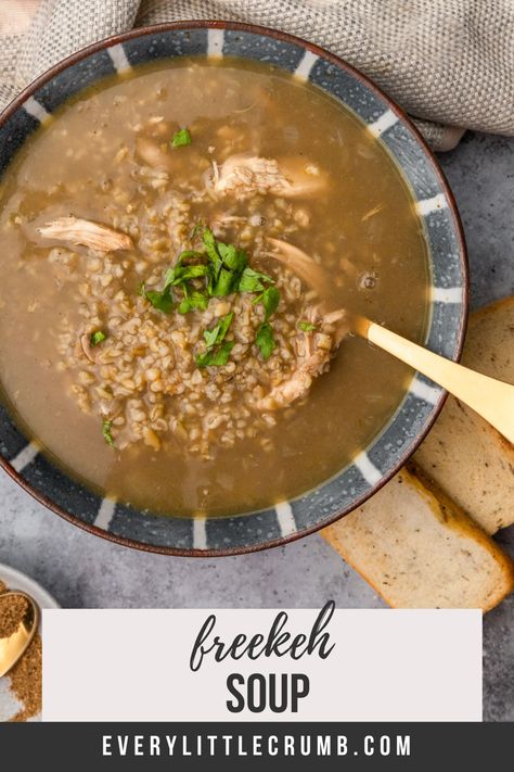 Freekeh Soup, Freekah Recipes, Freezing Leftovers, Soup With Chicken, Leftovers Soup, Homemade Chicken Stock, Lebanese Cuisine, Broth Recipes, Eastern Cuisine