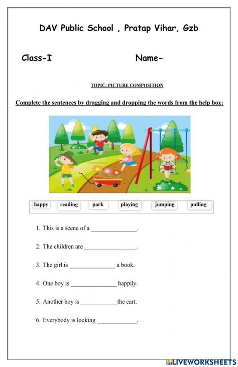 Picture Composition With Helping Words, Comprehension For Grade 1, English Comprehension, English Conversation For Kids, Picture Comprehension, English Stories For Kids, English Worksheets For Kindergarten, Reading Comprehension Lessons, English Learning Books