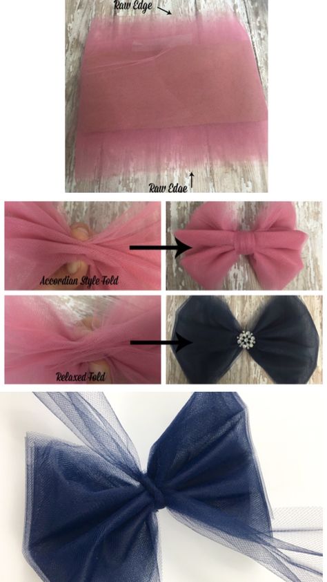 Matte Tulle Crafts, How To Tie Tulle Bows, Large Tulle Bow Diy, How To Make A Bow With Tulle, Tulle Bows Diy, Diy Tulle Bow, Tulle Decorations, Tulle Hair Bows, Tulle Crafts