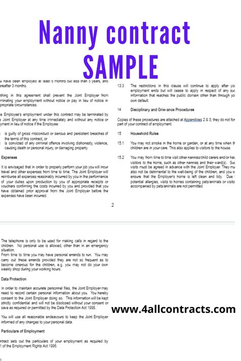 Sample nanny contract uk Nanny Application, Agreement Document, Nanny Contract Template, Nanny Contract, Work Agreement, Nanny Agency, Employment Form, Model Contract, Application Template