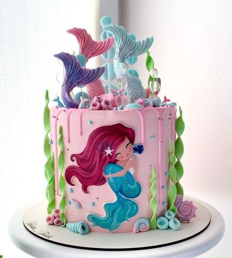 Cake Designs For Boy, Ariel Cake, Mermaid Birthday Cakes, Beautiful Cake Designs, Character Cakes, Mermaid Cakes, Disney Cakes, Christmas Sugar Cookies, Girl Cake