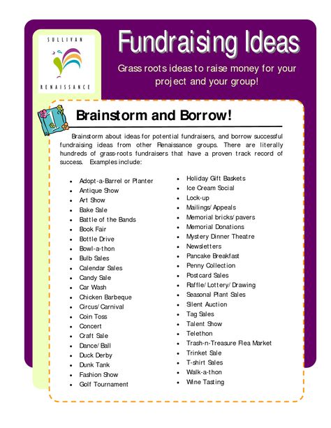 Fundraising Ideas - Grass roots ideas to raise money for your cause. Find more fun fundraising ideas at FundraiserHelp.com How To Do A Fundraiser, Find Raiser Ideas, Vfw Auxiliary Fundraiser Ideas, Raffle Fundraising Ideas, Highschool Fundraising Ideas, Unique Fundraising Ideas, Pta Fundraising, Easy Fundraisers, Fun Fundraisers