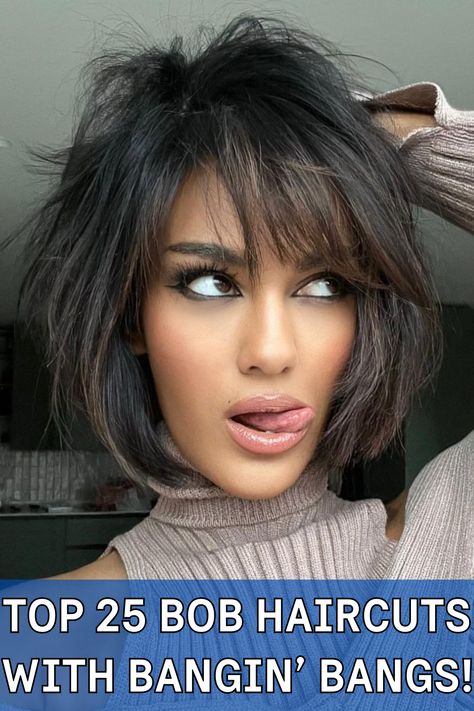 Shoulder-Length Haircuts That Are Beginner-Approved Symmetrical Bob With Bangs, Fringe With Bob Haircut, Short Bobs With Middle Part, Bob With Bangs Fine Hair Over 40, Angled Bob With Layers And Bangs, Shaggy Bob With Bangs Thick Hair, Cute Bobs For Fine Hair With Bangs, Angles Bob With Bangs, Inverted Bob With Bangs Medium