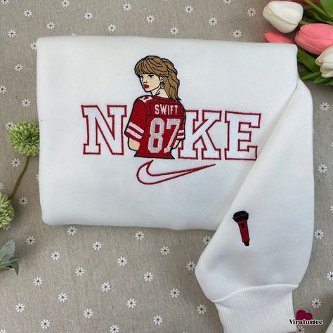 Cute Taylor Swift And Travis Kelce Couple Nike Embroidered Sweatshirts , Taylor Swift Embroidered Sweatshirts, Nike Embroidery Check more at https://viralustee.com/product/cute-taylor-swift-and-travis-kelce-couple-nike-embroidered-sweatshirts-taylor-swift-embroidered-sweatshirts-nike-embroidery/ Taylor Swift Embroidered Sweatshirt, Taylor Swift Shoes, Cute Taylor Swift, Sweatshirts Nike, Photo Embroidery, Nike Embroidery, Matching Embroidery, Vintage Nike Sweatshirt, Rugby Player