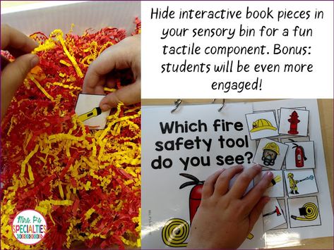 4 Ways To Use Your Sensory Bin Fire Safety Theme, Fire Safety Activities, Firefighter Crafts, Safety Crafts, Toddler Sensory Bins, Fire Prevention Week, Life Skills Classroom, Eyfs Activities, Great Fire Of London