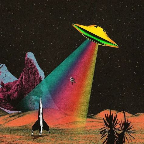 Vintage Space Art, 50s Art, Ufo Art, Art Alien, Alien Aesthetic, Psy Art, Spotify Apple, Surrealism Painting, Alien Art