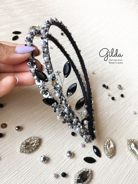 Beaded Headband Diy, Diy Wedding Headband, Beaded Headbands, Double Headband, Elegant Headband, Headpiece Diy, Bow Hairband, Headband Tutorial, Hair Clips Diy