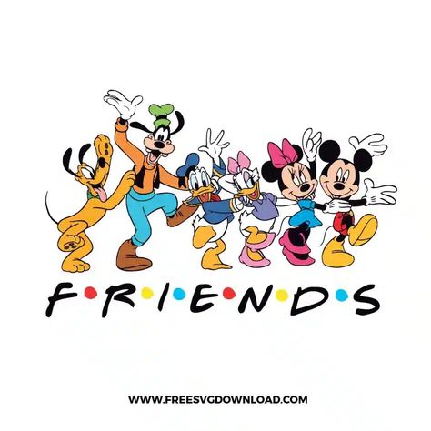 Mickey And Friends Free SVG Files | Free SVG Download Friendship Png, Summer Tv Shows, Friends Word, Friends Logo, Friends Png, Friends Svg, Classic Disney Characters, Disney Easter, Family Flowers