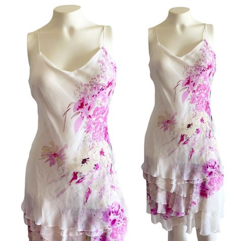 Faust Dress Silk Floral Ruffle Fitted Vintage 90s... - Depop 90s Early 2000s Fashion, 90s Y2k Fashion, Early 2000s Fashion, Dress Silk, Carrie Bradshaw, Hoco Dresses, Floral Ruffle, Clothing Care, 2000s Fashion