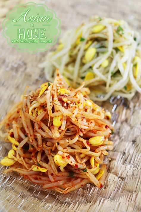 Kongnamul Muchim : Korean Soybean Sprouts Side Dish (Banchan) 콩나물 무침 만드는법 - Asian at Home Asian At Home, Soybean Sprouts, Koreansk Mad, Seonkyoung Longest, Korean Side Dishes, Fresh Meals, Korean Cooking, Korean Dishes, Crazy Stuff