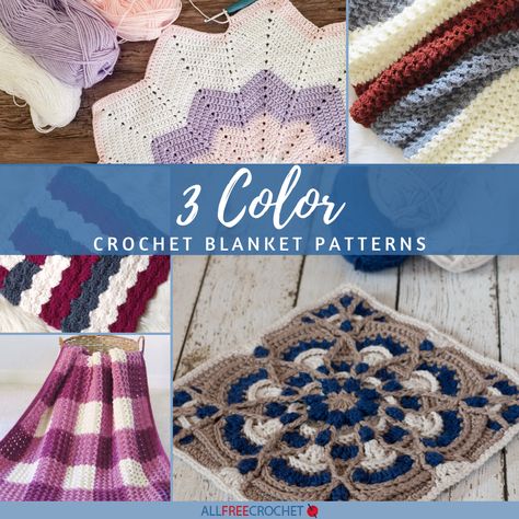 3 Color Crochet Blanket Patterns: 89 Free Patterns | AllFreeCrochet.com 3 Color Crochet Blanket, 3 Color Crochet, Crocheted Cow Pattern, Crochet Throw Pattern, Afghans Crochet, Crochet Afghan Patterns Free, Crochet Throw Blanket, Baby Afghan Crochet, Crochet Shawls And Wraps