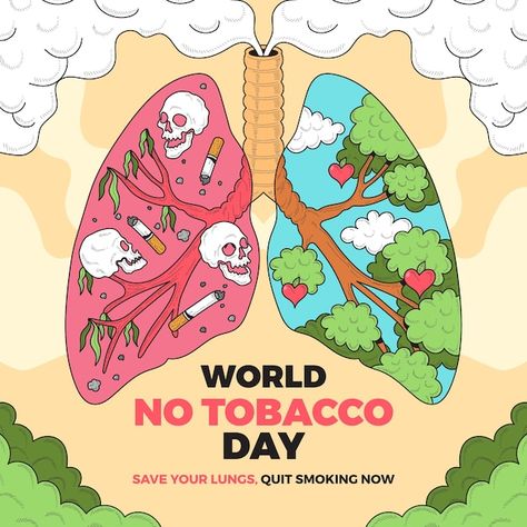 Free Vector | Hand drawn no tobacco day illustration Poster Projects Ideas, Posters For School Projects, Antidrugs Poster Drawing, Say No To Tobbaco Poster Painting, Stop Pollution Poster Drawing, World No Tobbaco Day Poster Drawing, Poster Making Ideas, Say No To Tobbaco Poster, World No Tobbaco Day Poster Making