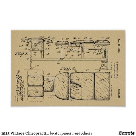 1925 Vintage Chiropractic Table Patent Art Print Technical Illustration, Patent Art, Patent Prints, Chiropractic, Free Design, Tool Design, Size 12, Art Print, Art Prints