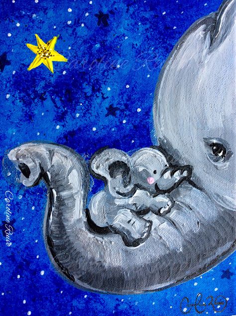 "Baby Boy” | Copyright © by Caroline Ruivo. Year: October 2017. Media: Acrylic Paint. Size: 8" x 10" on Stretched Canvas #CarolineRuivo #Acrylic #Painting #FineArt #Elephant #Nursery Elephant Canvas Painting Ideas, Paintings Of Elephants Acrylic, Elephant Painting Acrylic Easy Step By Step, Cartoon Elephant Painting, Canvas Elephant Painting, Cute Elephant Painting Acrylic Easy, Acrylic Painting Nursery, How To Paint An Elephant On Canvas, Acrylic Painting Canvas Animals