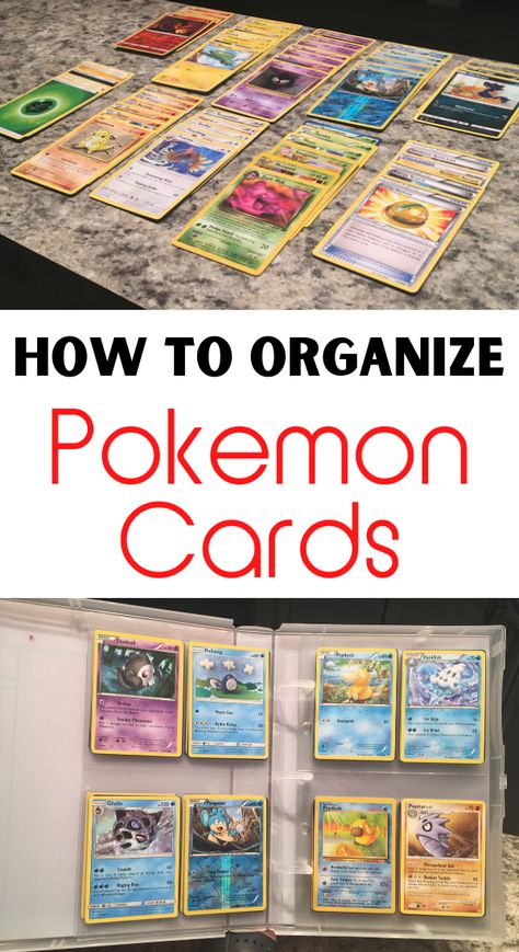 Find out how to store and organize your Pokemon card collection here! Card Organization Ideas, Pokemon Organization Ideas, Pokemon Storage Ideas, Pokemon Card Organization Ideas, How To Organize Pokemon Cards, Organize Pokemon Cards, Diy Pokemon Card Holder, Pokemon Card Display Diy, Pokemon Binder Diy