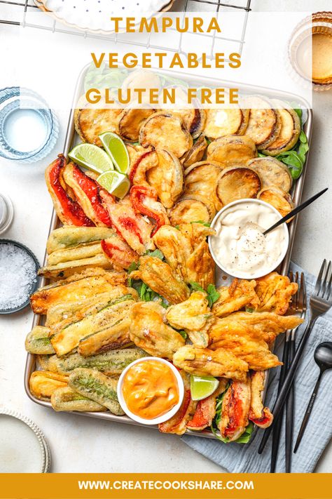 Gluten free tempura vegetables crispy fried Mediterranean Gluten Free Tempura, Veggie Tempura Recipe, Vegetable Tempura Recipe, Vegetable Tempura, Vegetables Tempura, Vegetable Tempura Dipping Sauce, Tempura Cauliflower, Tempura Vegetables, Tempora Batter Tempura Vegetables