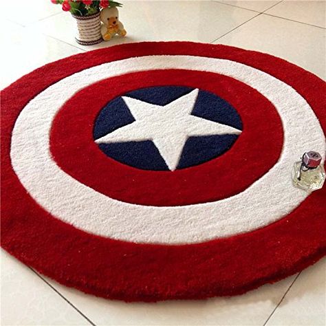 Make Any Room Heroic with the Captain America Shield Rug Avengers Bedroom, Marvel Bedroom, Captain America Star, Marvel Room, Superhero Bedroom, Superhero Room, Bedroom Mats, Captain America Shield, Big Boy Room