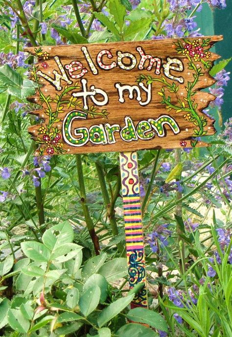 Garden Signs Diy, Welcome To My Garden, Faerie Garden, Faeries Gardens, Magic Garden, Garden Quotes, School Garden, Garden Markers, Have Inspiration