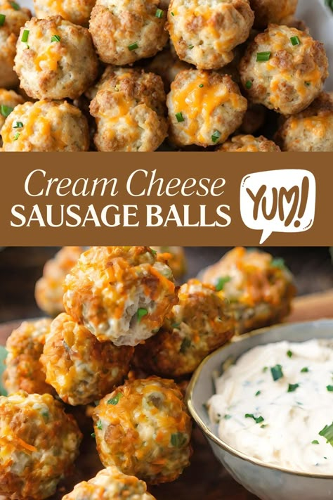 Cream Cheese Sausage Balls are bite-sized appetizers made with a mix of hot sausage, cream cheese, Bisquick, and shredded cheddar. Rolled into balls and baked, they offer a flavorful, slightly spicy snack perfect for parties or gatherings. Sausage Cheese Balls With Cream Cheese, Betty Crocker Sausage Cheese Balls, Bisquick Sausage Balls With Cream Cheese, Sausage Balls With Cream Cheese Bisquick, Breakfast Sausage Balls Bisquick, Sausage Ball Casserole, Sausage Ball Dip, Sausage Ball Recipe Bisquick, Spicy Sausage Balls Bisquick