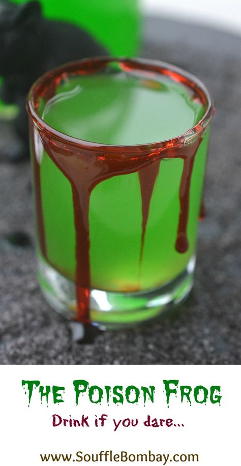 The Poison Frog - A Halloween Moonshine Recipe Frog Halloween, Halloween Alcohol, Sour Apple Pucker, Halloween Recipes Drinks, Cocktail Recipes For A Crowd, Apple Schnapps, Halloween Shots, Halloween Party Drinks, Poison Frog