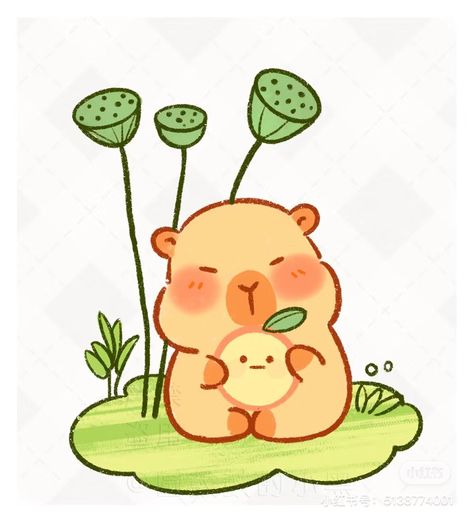 Kapibara Wallpaper, Capybara Drawing Art, Cute Capybara Drawing, Capybara Drawing Wallpaper, Capybara Cartoon Wallpaper, Cute Capybara Drawing Wallpaper, Capybara In Water Drawing, Capybara Art, Capybara Sticker