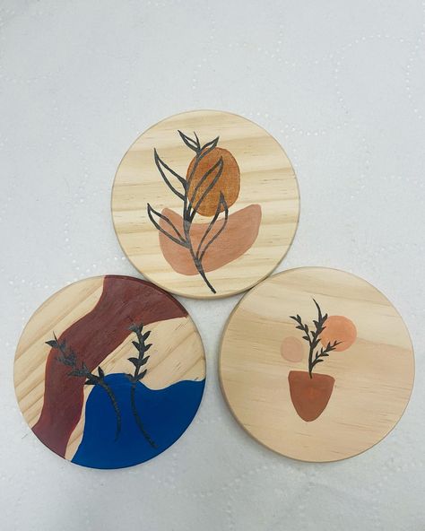 Hand painted wooden coasters. Etsy shop in bio ✨ . . . #handpainted #wood #woodencoaster #coasters #mug #giftideas #gift #womeninbusiness #craft #acrylic #cute #nature #abstractart #neutrals #aesthetics #pretty #kitchen #dinnerware Coaster Crafts, Cute Nature, Pretty Kitchen, Kitchen Dinnerware, Wooden Coasters, Abstract Nature, Wood Coasters, Coaster Set, Thoughtful Gifts