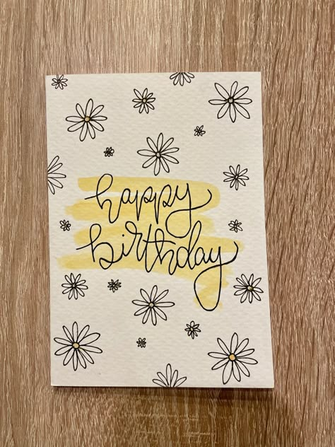 Lovely birthday card for coworker Cool Card Ideas Happy Birthday, Birthday Card Ideas Floral, Yellow Birthday Card Ideas, Handmade Aesthetic Cards, Simple Birthday Card Design, Doodle Birthday Cards, Aesthetic Bday Card Ideas, Birthday Cards Aesthetic, Birthday Card Ideas Aesthetic