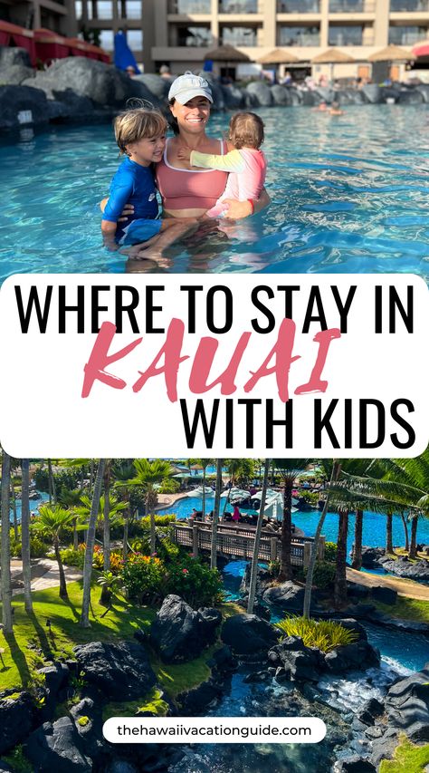 Hawaii With Baby, Kauai With Kids, Grand Hyatt Kauai, Hawaii Family Vacation, Kauai Resorts, Kid Friendly Resorts, Best Family Resorts, Poipu Beach, Lagoon Pool