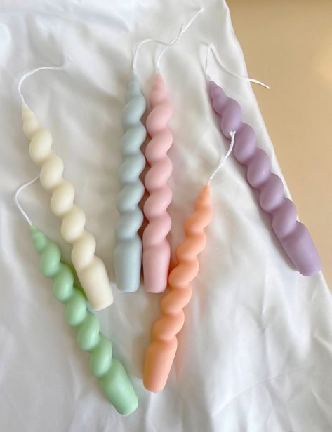 Pastel candles amazon Yarn Candle, Romantic Candle Dinner, Spiral Candle, Pastel Candle, Spiral Candles, Candle Home Decor, Twist Candle, Candle Molds Diy, Church Candles