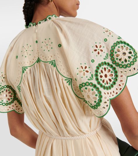 Long Kurti Patterns, Embroidered Summer Dress, Geometric Fashion, Eyelet Embroidery, Top Ideas, Embroidered Midi Dress, Whatsapp Web, Cotton Midi Dress, Graphic Top