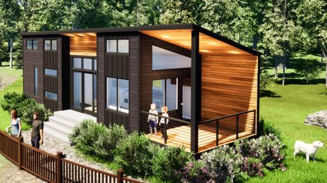 Luxury Tiny Home and Park Models from Utopian Villas Merillat Cabinets, Luxury Tiny Home, Vaulted Ceiling Kitchen, Zion Park, Ranch Ideas, Deck Privacy, Tiny House Luxury, Park Model Homes, Pella Windows