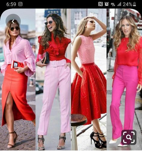 Classy Whimsical Fashion, Spring 2024 Fashion Trends Women, Color Blocking Outfits Summer, On The Go Outfits, Red And Pink Outfit, Mode Ab 50, Day Outfit Ideas, Red Outfits, Mode Rose