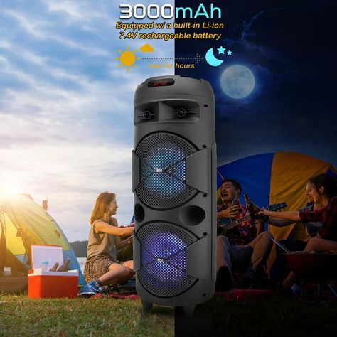 Pyle Portable Bluetooth PA Speaker-300W Dual 8" Rechargeable Indoor/Outdoor BT Karaoke Audio System - Walmart.com Outdoor Karaoke, Led Party Lights, Led Party, Socket Organizer, Party Speakers, Tool Box Organization, Pa Speakers, Stereo System, Flash Memory