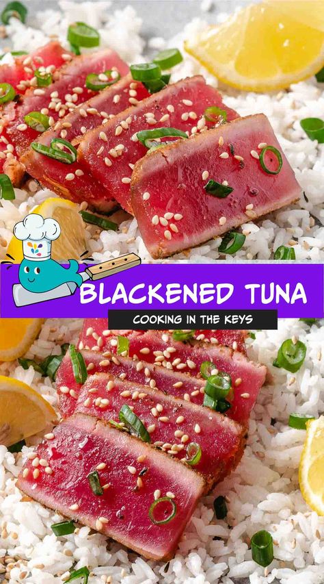 Pan Seared Tuna Steak Recipes Easy, Pan Seared Ahi Tuna Steak, Blackened Ahi Tuna Recipe, Blackened Ahi Tuna Steak Recipe, Ahi Tuna Recipe Seared, Tuna Steak Recipes Skillet, Blackened Tuna Steak, Pan Seared Ahi Tuna, Blackened Ahi Tuna