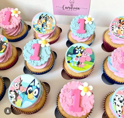 Bluey Cakesicles, Bluey Themed Cupcakes, Bluey Cupcakes, Blue Cake Pops, Theme Cupcakes, Cake Bites, Cupcake Art, Themed Cupcakes, Second Birthday