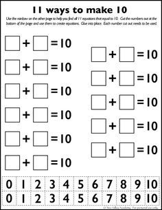 Number Bonds To 20, Number Bonds Worksheets, Number Bonds To 10, Free Math Printables, Counting Worksheets, Number Bonds, Numbers Kindergarten, Free Kindergarten Worksheets, Make 10