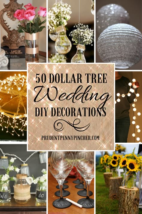 Decorate your wedding on a budget with these dollar store DIY wedding decorations. From DIY wedding centerpieces to hanging wedding decorations, there are plenty of DIY wedding ideas to choose from. There are rustic, coastal, traditional, modern and more wedding decor ideas to match your chosen wedding theme! Dollar Store Wedding Decorations, Red Sunflower Wedding, Dollar Tree Wedding Decorations, Dollar Store Wedding, Dollar Store Centerpiece, Dollar Tree Diy Wedding, Diy Wedding Table Decorations, Diy Dollar Tree Centerpieces, Tree Wedding Centerpieces