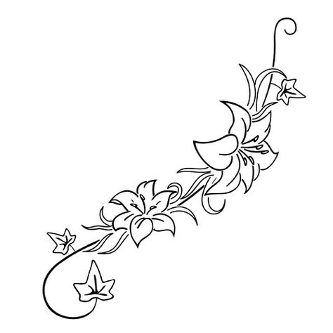 Lily vine on ribs Tangled Flower Tattoo, Flower Vine Tattoos, Ivy Tattoo, Lillies Tattoo, Lily Tattoo Design, Lily Flower Tattoos, Tattoo For Boyfriend, Tattoo Butterfly, Flower Tattoo Shoulder