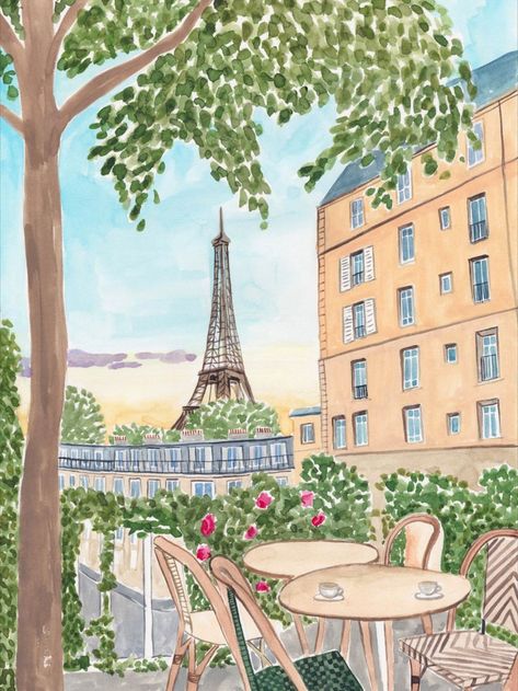 Paris Cityscape, Paris Artwork, Paris Illustration, Paris Art Print, Eiffel Tower Print, Travel Wall Decor, Paris Painting, Cute Summer Wallpapers, Deco Originale