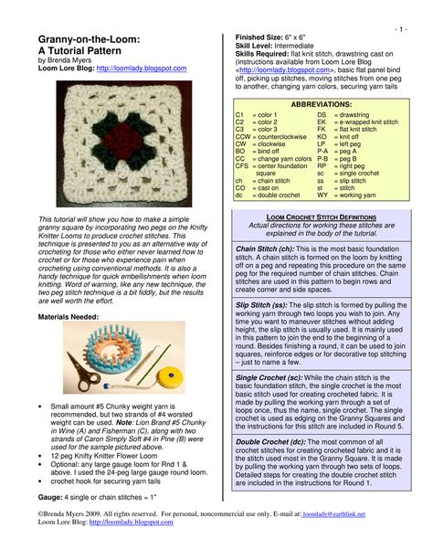 Loom Lore: Granny-on-the-loom- granny squares on the knitting loom Loom Knitting Stitches, Loom Crochet, Knifty Knitter, Weaving Loom Projects, Loom Knitting Projects, Knitting Loom, Loom Knitting Patterns, Loom Knit, Beginner Knitting Projects