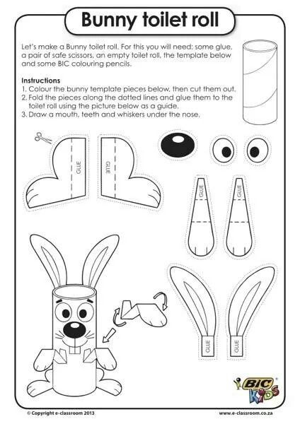 Bunny Toilet Paper Roll Decoration Easter Worksheets, Bunny Templates, Easter Bunny Crafts, Paper Toy, Toilet Paper Roll Crafts, Paper Roll Crafts, Easter Craft, Easter Art, Bunny Crafts