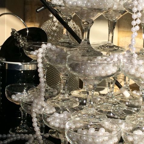 Pearls and Prosecco Bridal Shower Theme | Bridal Shower 101 Prosecco Bridal Shower Theme, Pearl Themed Party, Pearl Bridal Shower, Glass Tower, Champagne Birthday, Bridal Shower Inspo, Pearl Party, Fun Bridal Shower Games, Bridal Theme