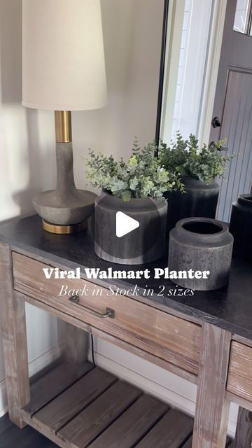 Stacia Hadley | Home Decor + Interiors on Instagram: "The Viral Walmart Planter is back in stock this year! And it now comes in a larger size too!! 👏👏 Both under $15! 😀 Comment “shop” for a link to be sent to your inbox! These are great sizes for kitchen counters, console styling, neutral in color, and have an awesome textured look! You could even use them in a bathroom and put tissues in them! ⭐️Save and share this with a @walmart loving friend! ⭐️ Follow me @staciahadley_home for more home decor tips and ideas!! 🖤 Home decor, planters, kitchen counter styling, console table styling, viral home decor, spring planters, faux florals, Walmart finds, Walmart home, neutral home decor, textured pot, home styling ideas #walmartfinds #homedecor #homestylingideas" Styling Console Table, Counter Styling, Home Styling Ideas, Kitchen Counter Styling, Spring Planters, Walmart Home Decor, Home Neutral, Spring Planter, Home Decor Spring