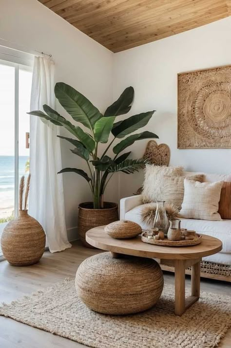 California Boho Living Room, Living Room California Style, Tulum Style Living Room, California Living Room Style, Spa Living Room Ideas, Beach Apartment Living Room, Loungeroom Styling, Living Boho Chic, Resort Living Room