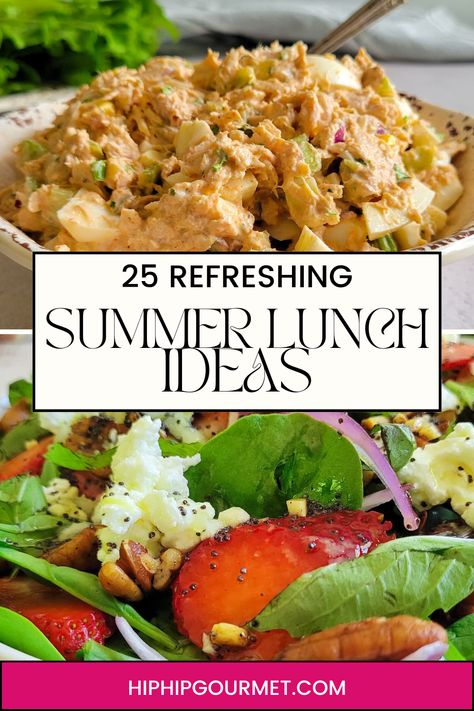 tuna and egg salad, strawberry spinach salad with nuts and cheese Marinade For Tuna, Light Lunch Ideas, Tuna Steak Marinade, Lunch Ideas For Guests, Recipe For Ground Beef, Summer Lunch Ideas, Summer Lunch Recipes, Satisfying Meals, Tuna Steak