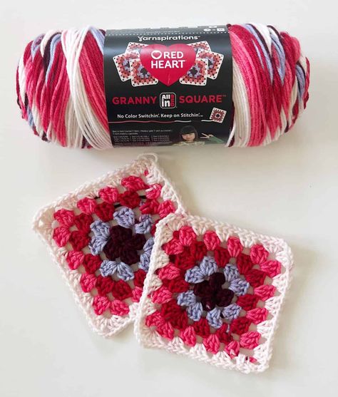 Red Heart Granny All In One Square - Revolutionary New Yarn! - Daisy Farm Crafts Granny Square Scarf Pattern, Yarn Daisy, Daisy Farm Crafts Crochet, Heart Granny Square, Modern Crochet Patterns Free, Granny Square Pattern Free, Daisy Farm Crafts, Granny Square Scarf, Daisy Farm