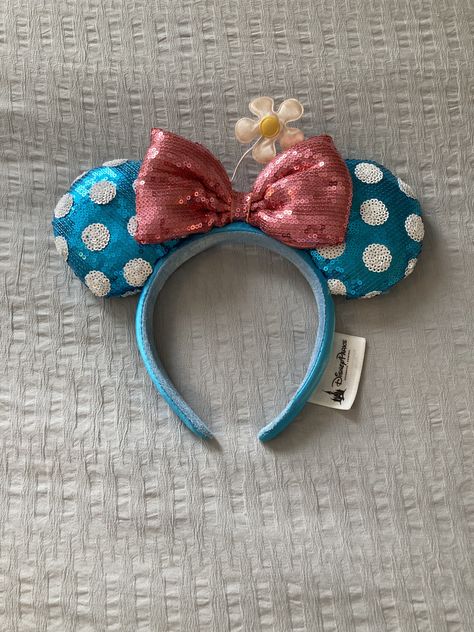 Mickey Ears Princess, Cute Disney Ears, Disney Minnie Ears, Flower Minnie Ears, Flower Disney Ears, Disney Ear Headbands, Disney World Princess, Sleeping Beauty Mickey Ears, Disney Minnie Mouse Ears