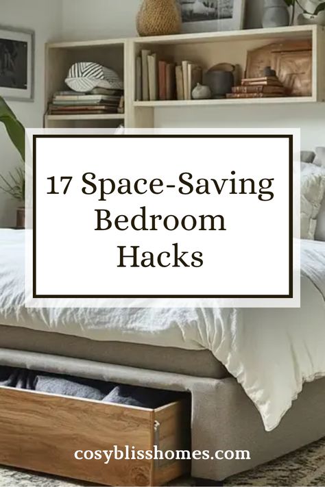 Transform your tiny bedroom into a stylish sanctuary with these 17 clever space-saving hacks. Whether you need multi-functional furniture or nifty storage solutions, these tips will help you maximize your area and create a cozy retreat. Discover how small changes can make a big impact in your design! From using design tricks like mirrors for depth to incorporating vertical storage spaces, get ready to elevate your bedroom's appeal with practical strategies everyone can use. Your ideal small sleep haven is just a click away! Organize A Small Bedroom, Bedroom Ideas Small Spaces, Bedroom Space Saving, Practical Bedroom, Apartment Ideas Living Room, Bedroom Big, Small Bedroom Inspiration, Space Saving Bedroom, Space Saving Hacks