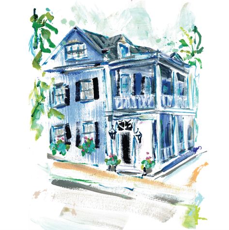 Blue Charleston House 8x10 Print by Tamara Brown - Charleston Art Ooze Character, Carolina Room, Charleston House, Charleston Art, Bird Girl, Street Corner, House Print, Fabric Paint Designs, Charleston Homes