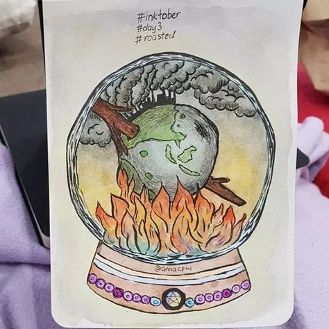 Earth On Fire Drawing, Earth Sketch, Earth On Fire, Fire Sketch, Globe Drawing, Make Ip, Earth Drawings, Fire Drawing, Therapeutic Art